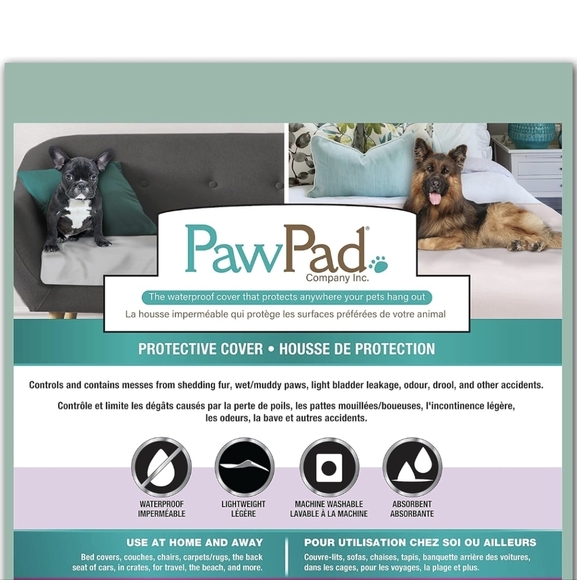 PawPad Waterproof Protective Cover Blanket  Bed, Couch, Chair, Queen Size - Picture 5 of 12